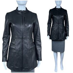 Top Gun Leather Mid-Length Bomber Jacket Womens Size Small